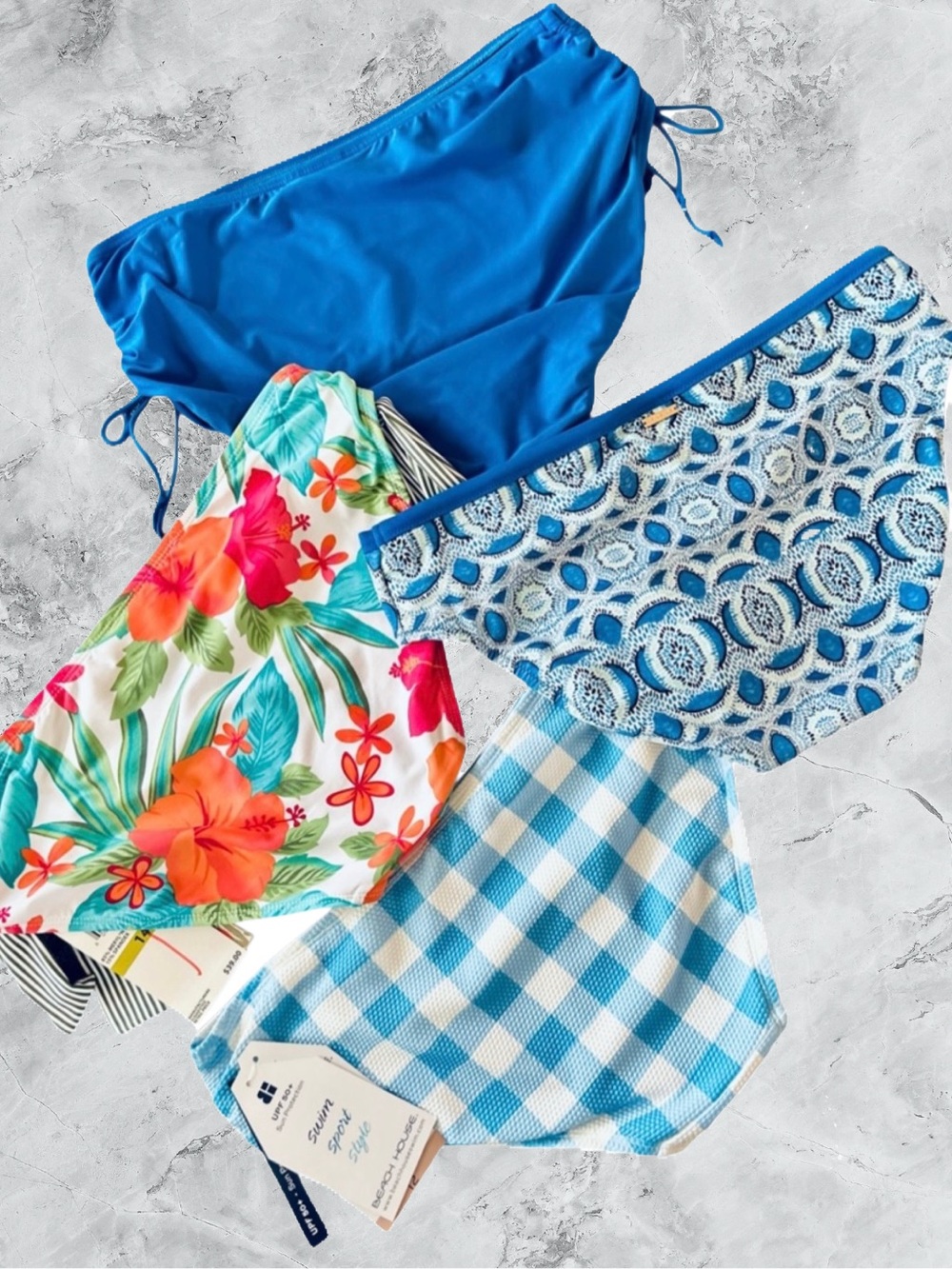 Beach House Swim Bundle Mid Bikini Blue Bottoms Size Large